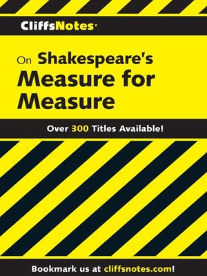 cover image of CliffsNotes on Shakespeare's Measure For Measure